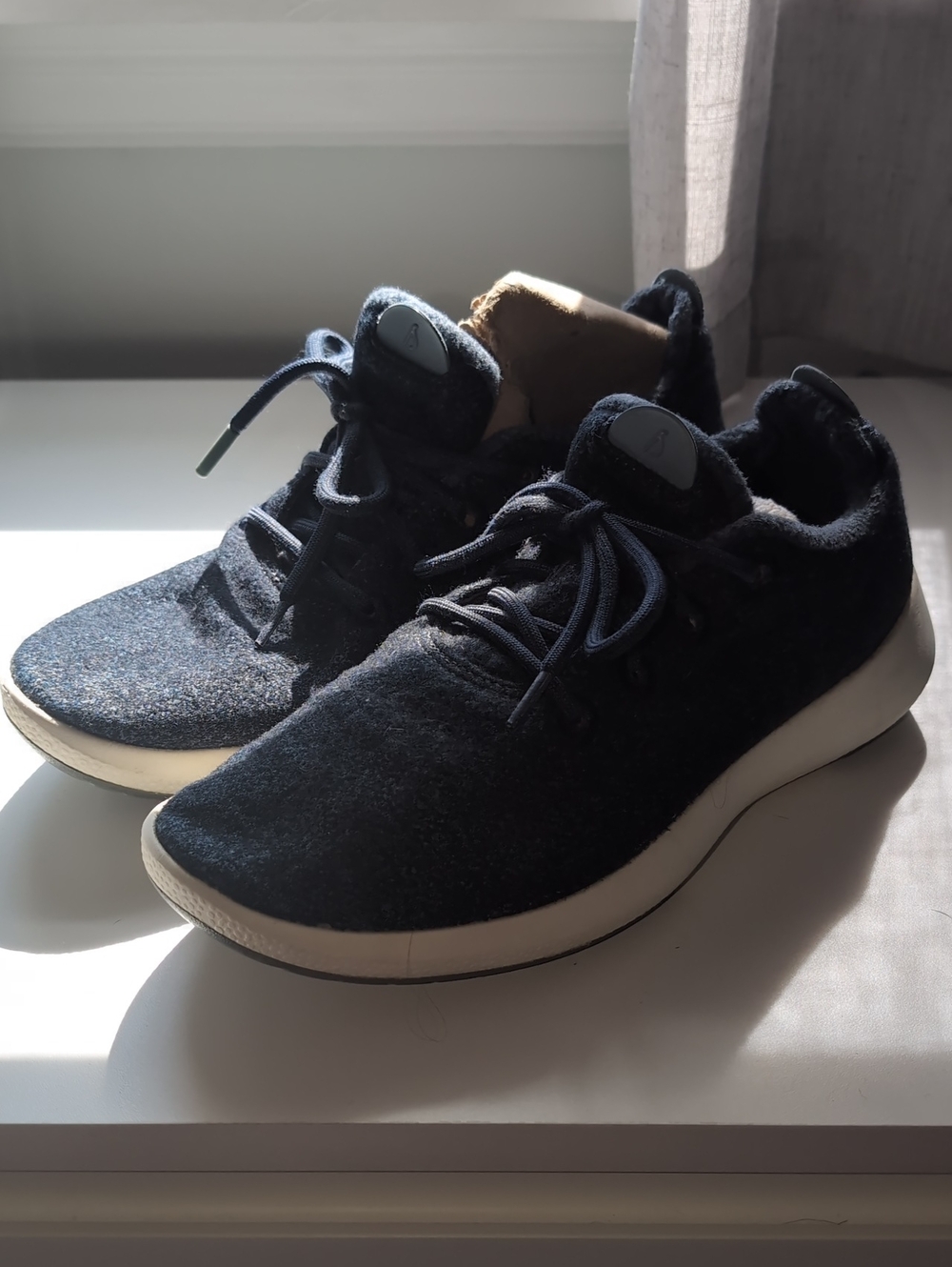 allbirds Men's Navy Knit Lace-Up Sneakers with White Sole